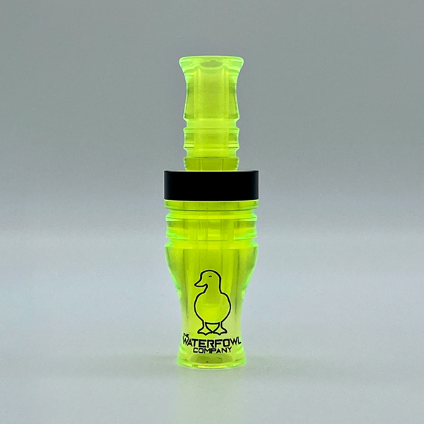 Neon Green Transparent Timber Call with Black Acrylic Band and Black Engraving